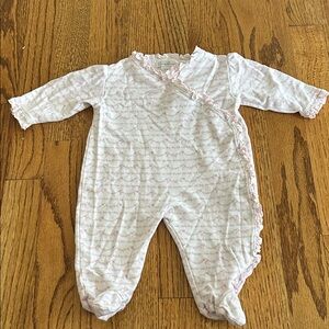 Kissy Kissy Pink Bow Patterned Ruffles Footie